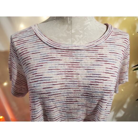 Bobeau Striped Multicolor V-Neck Twist Hem T-Shirt Womens Size S Short Sleeve - Picture 5 of 8